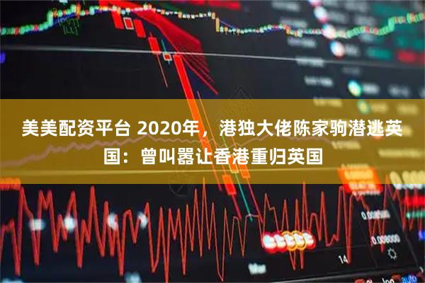 美美配资平台 2020年，港独大佬陈家驹潜逃英国：曾叫嚣让香港重归英国